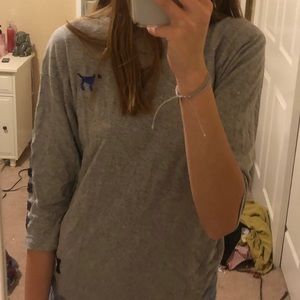 PINK 3/4 sleeve varsity shirt indigo sequined logo